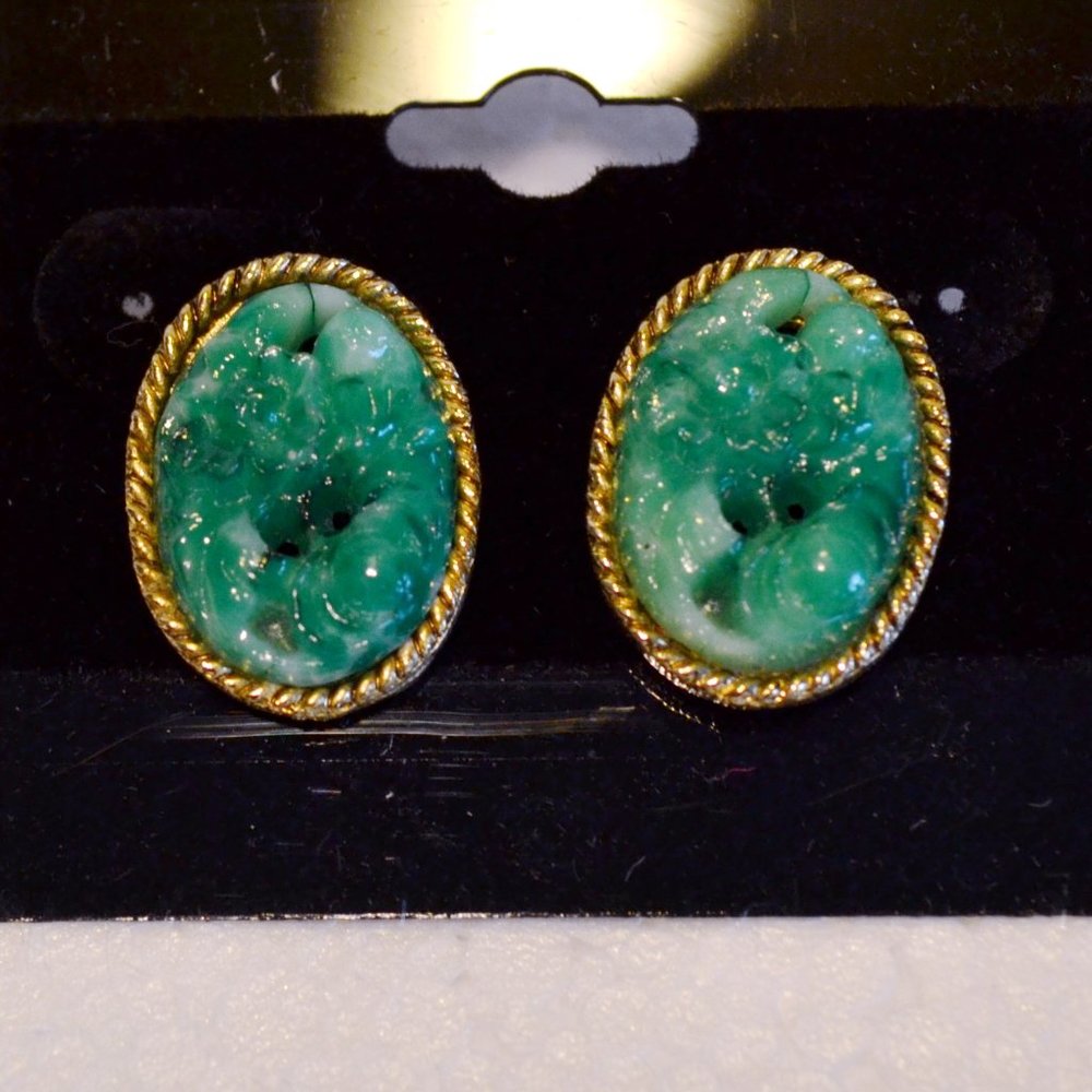Faux Jade (Green Dyed Quartz) Earrings